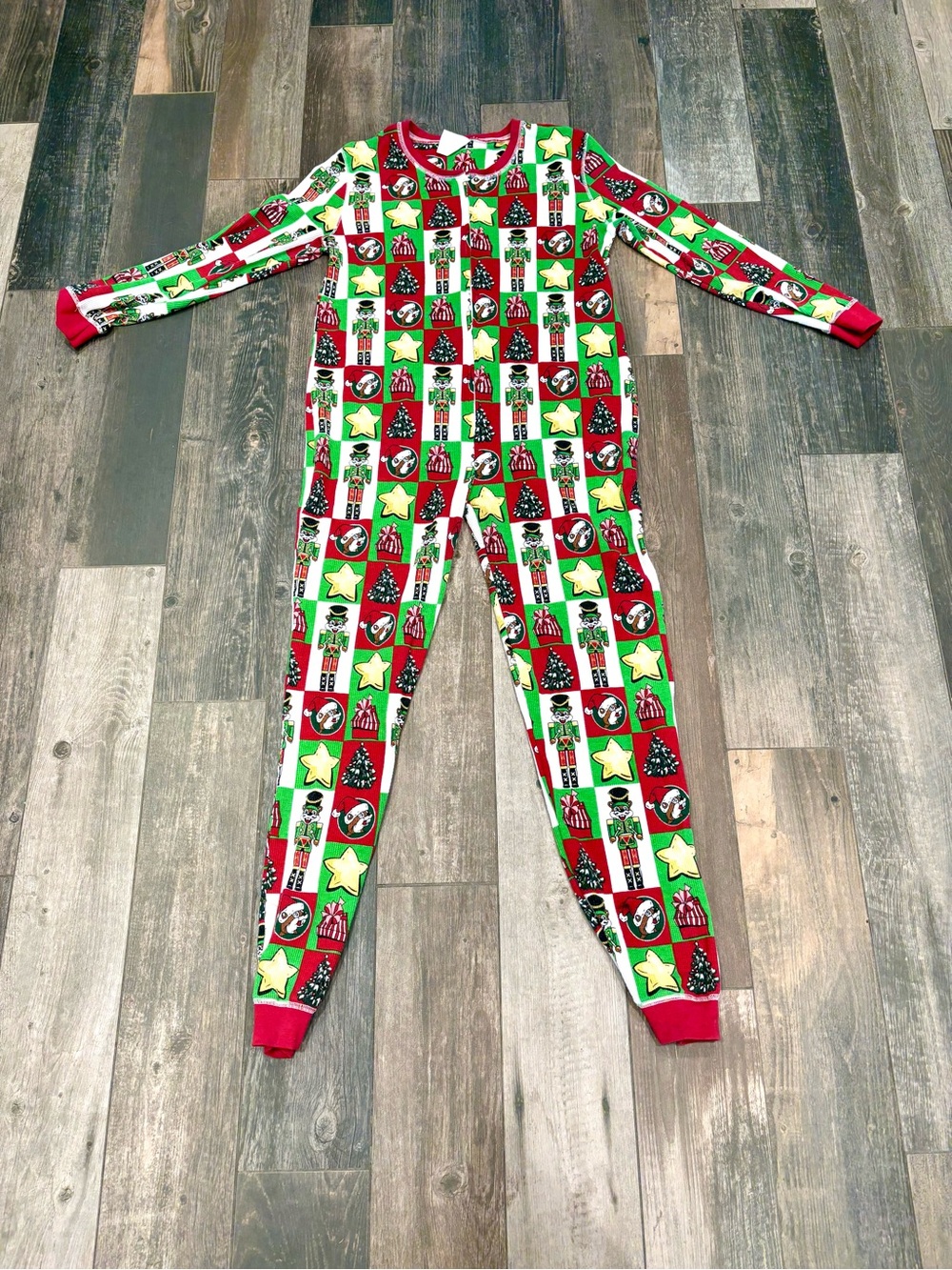 Buc-ee's Christmas Nutcracker One Piece Pajamas Unisex Large Waffle Union Suit